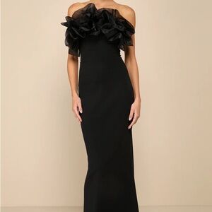 Lulu's Black Strapless Ruffle Dress